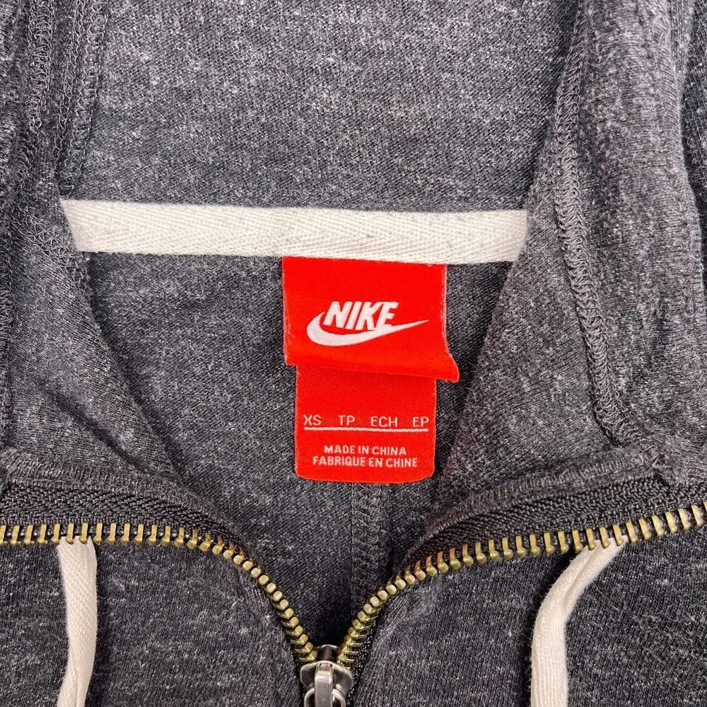nike‎ gym vintage full zip hoodie gray xs